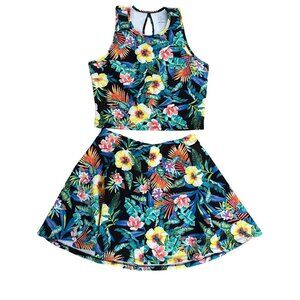 Decree Floral Two Piece Skirt Set Size Large Coastal Beach Vacation Outfit Chic